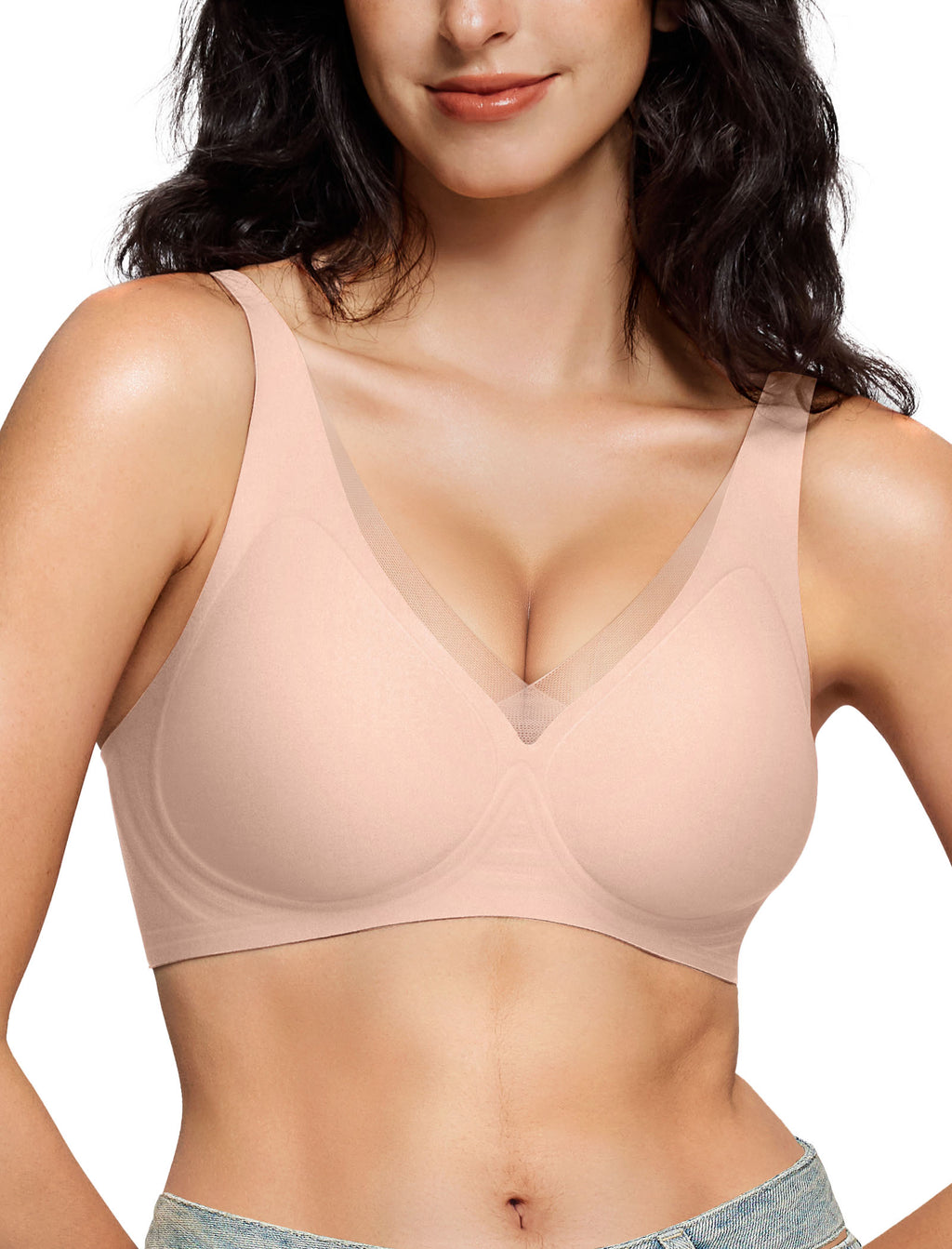 Mesh Deep V Jelly Bra