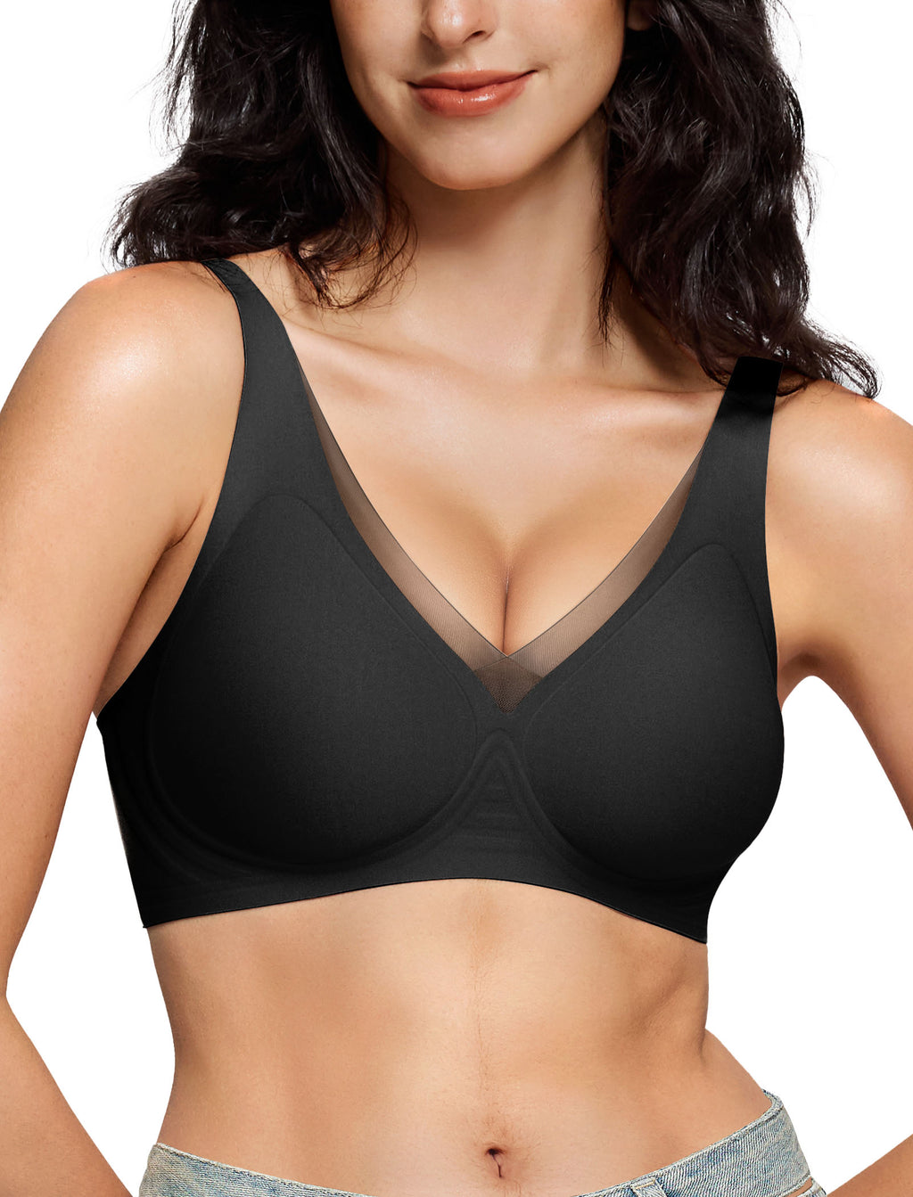 Mesh Deep V Jelly Bra