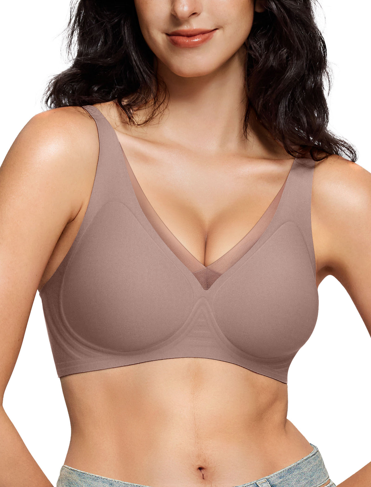 Mesh Deep V Jelly Bra