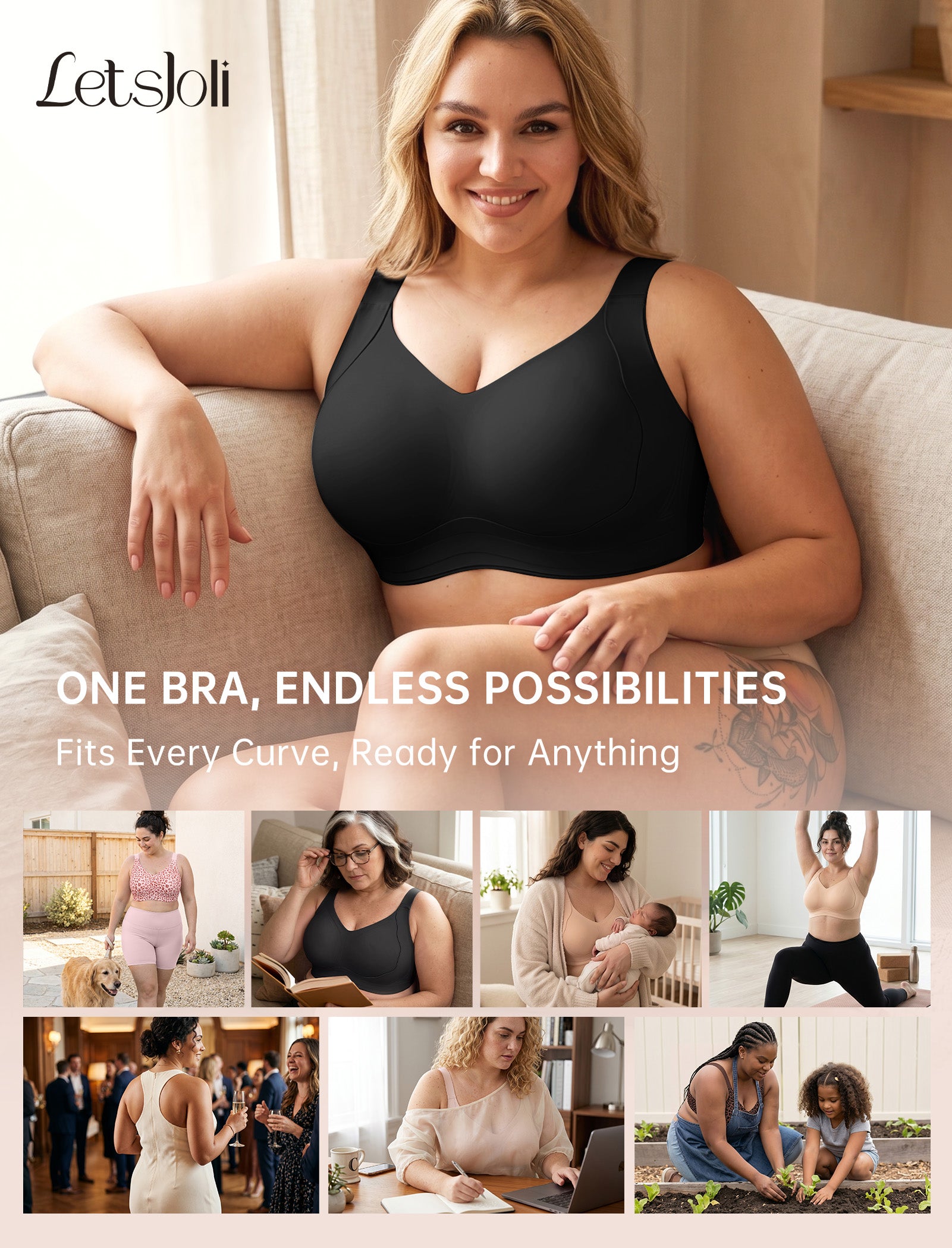 Push Up Plus Size No Underwire Minimizer